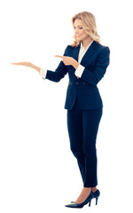  young businesswoman, showing something