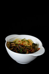Italian spaghetti with fried mushrooms