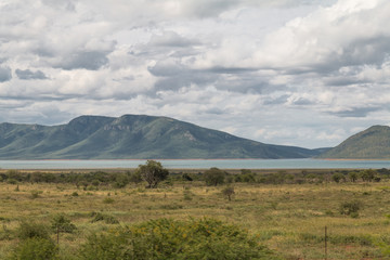 Fototapeta premium Lake and mountains, South Africa