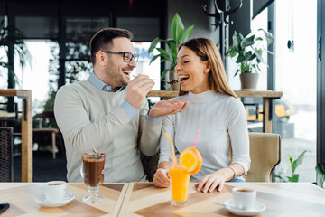 Love couple in a restaurant