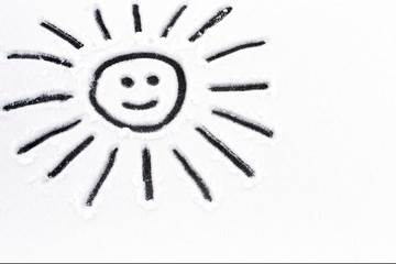The sun on the snow. Snow, Winter, Smile. Smiley face in the snow.