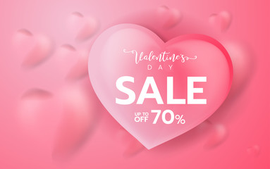 Valentine's day sale background with Heart Shaped Balloons. Vector illustration.Wallpaper.flyers, invitation, posters, brochure, banners.