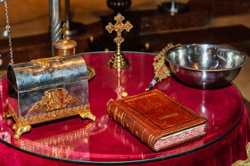 Accessories of a priest for Christian baptism 