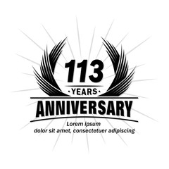 113 years design template. Anniversary vector and illustration template.