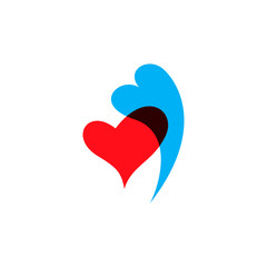 Hearts icon blue and red on white