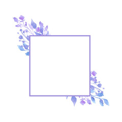 Frame of beautiful lilac delicate flowers. Watercolor drawing. Decorate the wedding invitation.