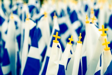 Greek flags close-up