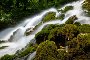 Seven spring waterfall in Bucegi mountains , Romania , cascada sapte izvoare