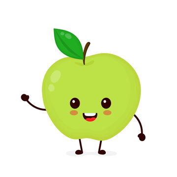 Happy smilling cute apple. Vector 