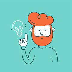 Young happy smiling man thinking,