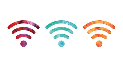 Colorful icons WiFi. Watercolor design