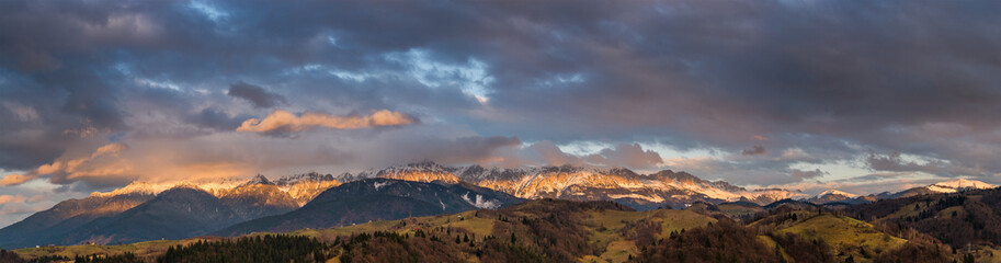 Winter  landscape in Transylvania , Romania and Carpathian mountains 