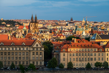 Fototapeta na wymiar Prague skyline in the sunset time 