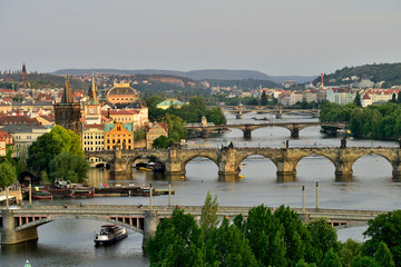 Budapest skyline , bridge over the river 