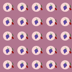Pattern with different fruits on a colorful background