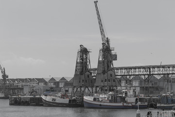 Old cranes at V and A waterfront, Cape Town, South Africa