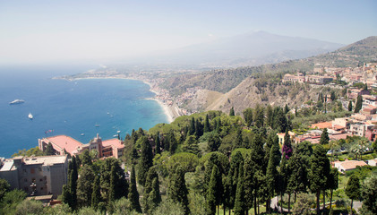 Obraz premium aerial view of Taormina in Sicily, Italy