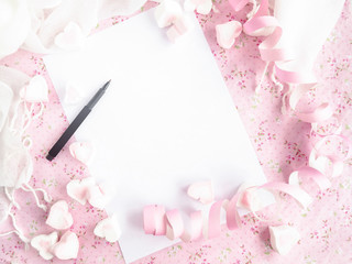 Pink Valentine Letter with Heart Candy - High-key Photography