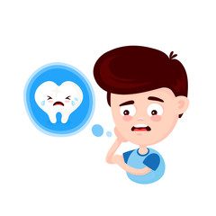 Young cute sad man with a toothache