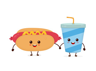 Cute funny smiling happy hot dog