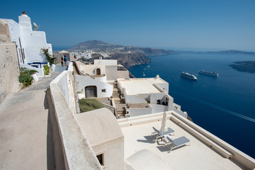 Naklejka premium Santorini krajobraz w lato czasie, Grecja podróż
