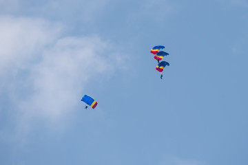 Bucharest air show BIAS , parachuter jumping from the plain 