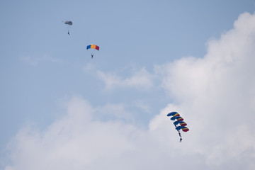 Bucharest air show BIAS , parachuter jumping from the plain 