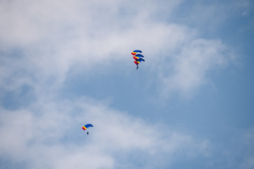 Bucharest air show BIAS , parachuter jumping from the plain 
