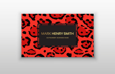 Business card trendy leopard pattern.