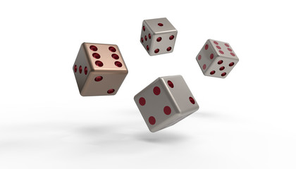 Game Dice Group in flight - Casino gambling and isolated on white background