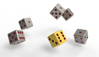 Rolling Dices Casino gambling and isolated on white background