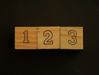Wooden cubes representing numbers