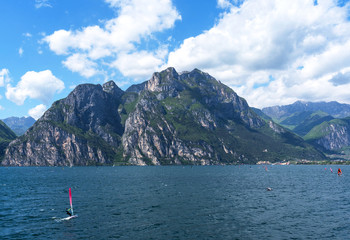 Panorama of the gorgeous Lake Garda, Italy.
