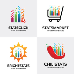 Digital Stats Logo Set Design Template Collection