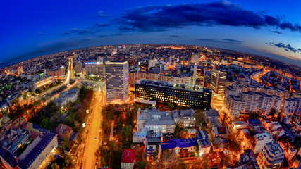 Fototapeta na wymiar Bucharest skyline, panoramic view at blue hour , Romania 