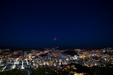 City With Red moon