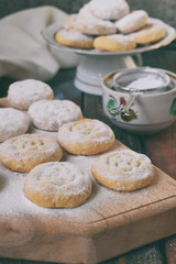 Sesame shortbread with date stuffing. Middle Eastern cookies. Eid and Ramadan Dates Sweets. Kahk. Arabian cuisine. Copy Space