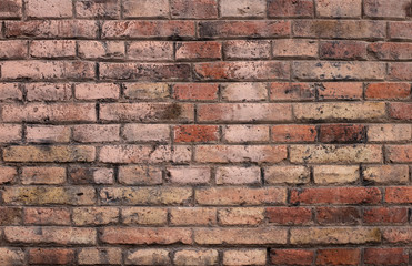 brick wall of red color, panorama of masonry