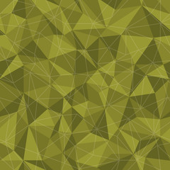 Gold geometric triangle seamless mosaic polygonal yellow background with linear net pattern.