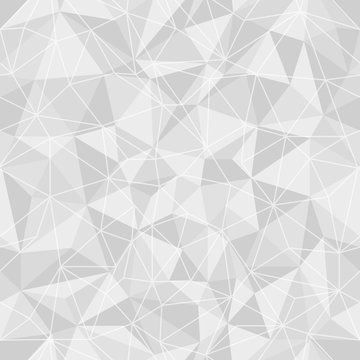 Gray geometric triangle seamless mosaic polygonal background with line net pattern.