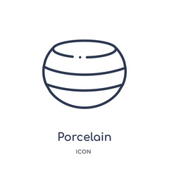 porcelain icon from museum outline collection. Thin line porcelain icon isolated on white background.