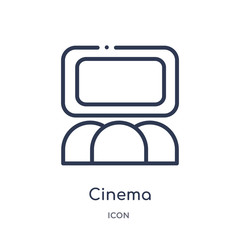 cinema icon from museum outline collection. Thin line cinema icon isolated on white background.