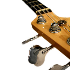 Fototapeta na wymiar guitar fretboard upper part fragment, isolated