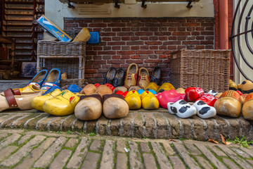 Colorful wooden clogs in Holland 