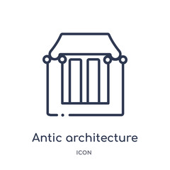 antic architecture icon from museum outline collection. Thin line antic architecture icon isolated on white background.