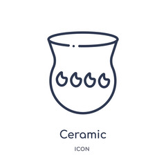 ceramic icon from museum outline collection. Thin line ceramic icon isolated on white background.