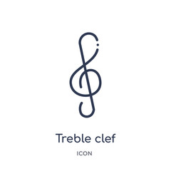 Fototapeta premium treble clef icon from music and media outline collection. Thin line treble clef icon isolated on white background.