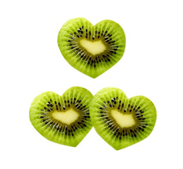 One and Two kiwi in the form of heart, Love concept