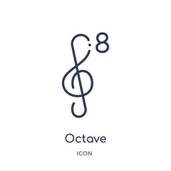 octave icon from music and media outline collection. Thin line octave icon isolated on white background.