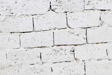 Fototapeta premium White wall of concrete blocks. Empty template and mockup. Grunge and obsolete background.